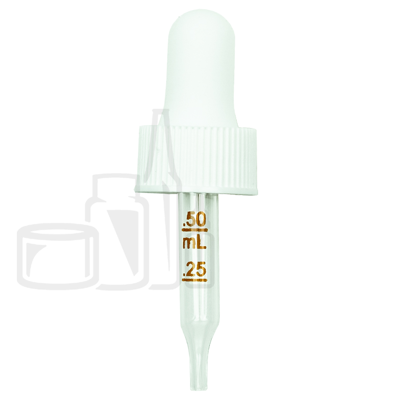 NON CRC Dropper - White with Measurement Markings on Pipette - 48mm 18-410(1400/cs)