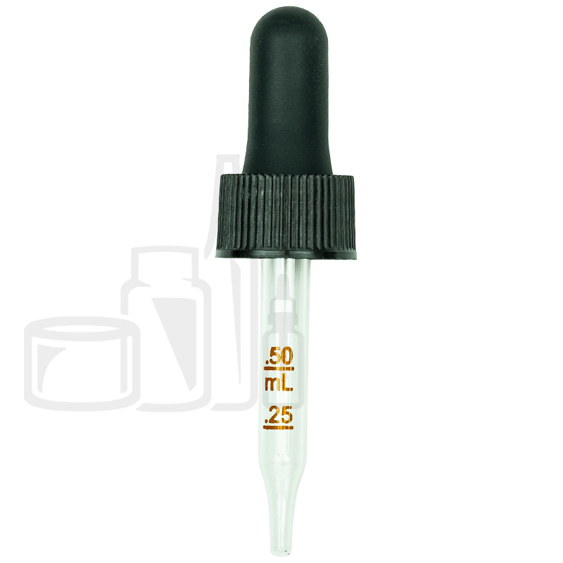 NON CRC Dropper - Black with Measurement Markings on Pipette - 58mm 18-410(1400/cs)