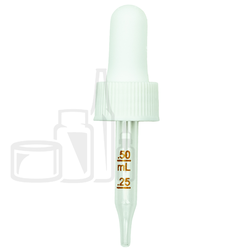 NON CRC Dropper - White with Measurement Markings on Pipette - 58mm 18-410(1400/cs)