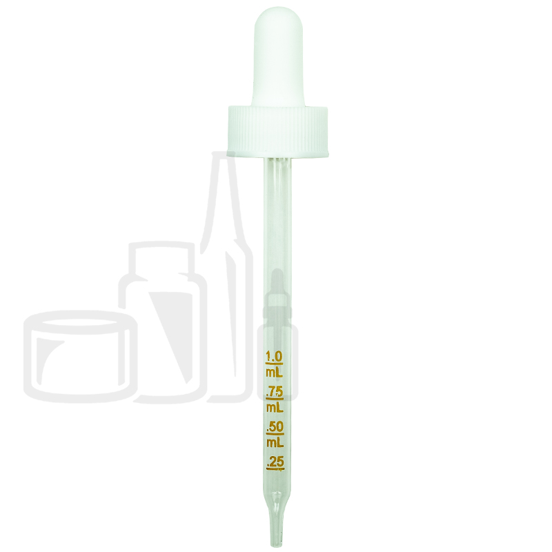 NON CRC Dropper - White with Measurement Markings on Pipette - 110mm 22-400(1000/cs)