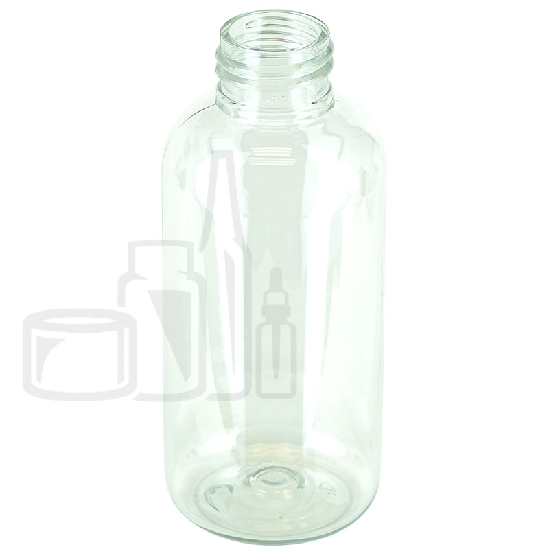 4oz Clear Boston Round PET Plastic Bottle 24-410 (566/case)