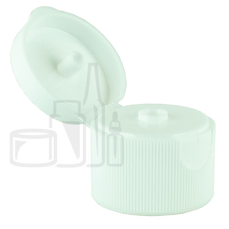 28-410 P/P White Ribbed Flip Top Cap Unlined 2700/case