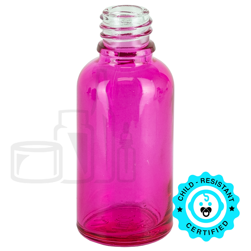 30ml Transparent Pink Euro Round Glass Bottle 18-415