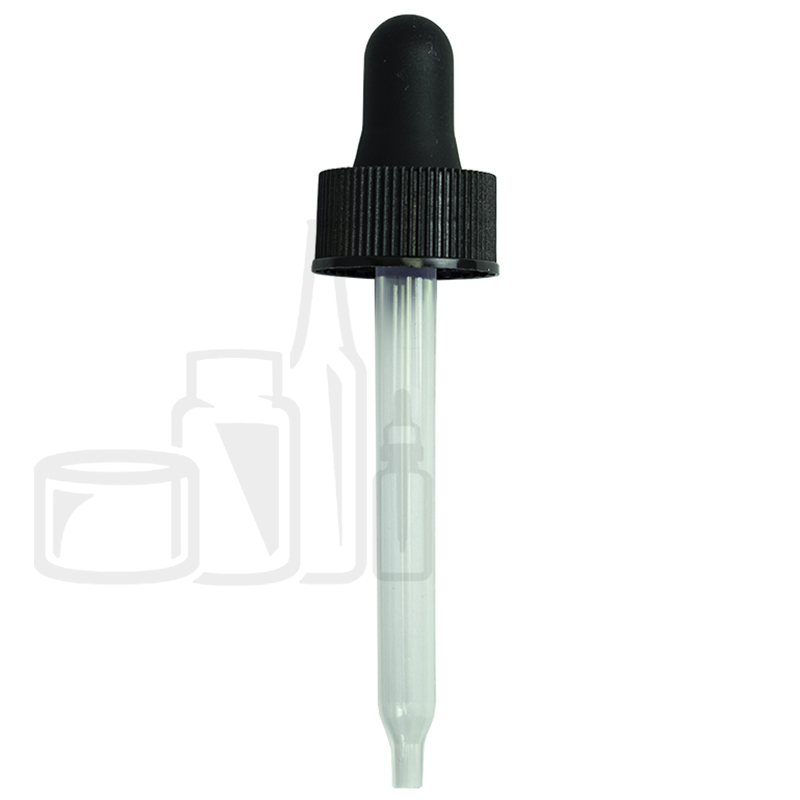 NON CRC Dropper - Black w/Measurement Markings on PP Plastic Pipette - 89mm 20-400