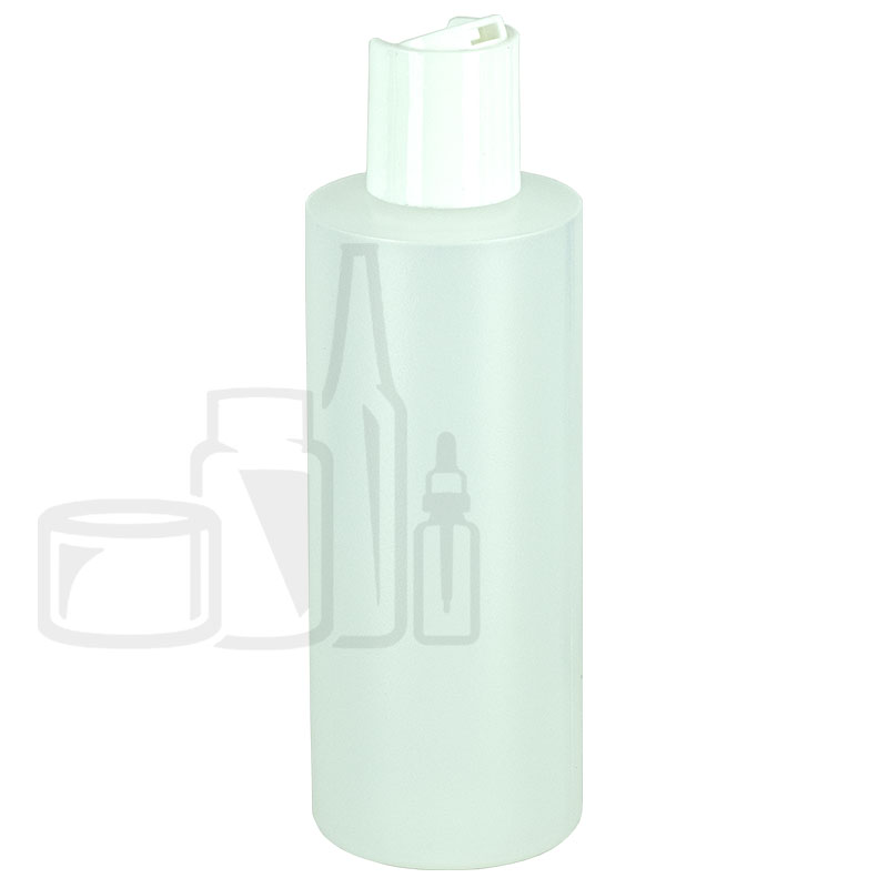 4oz HDPE Plastic Natural Cylinder Bottle with White Disc Cap