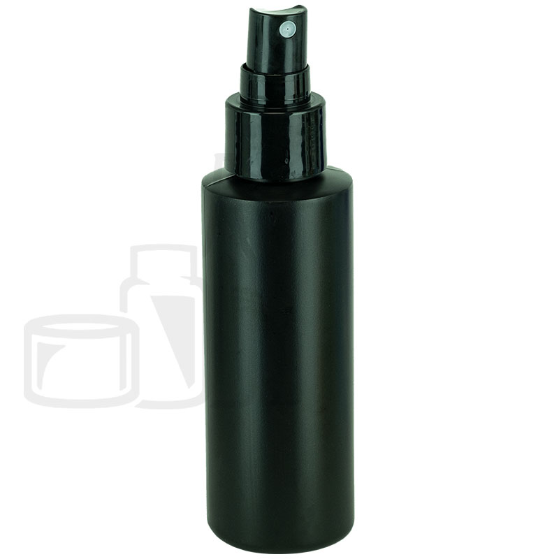 4oz HDPE Black Cylinder Bottle with Black Fine Mist Sprayer