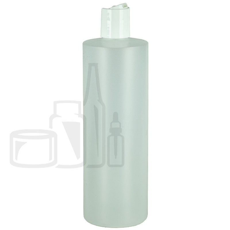 16oz Natural HDPE Plastic Cylinder Round Bottle with White Disc Cap