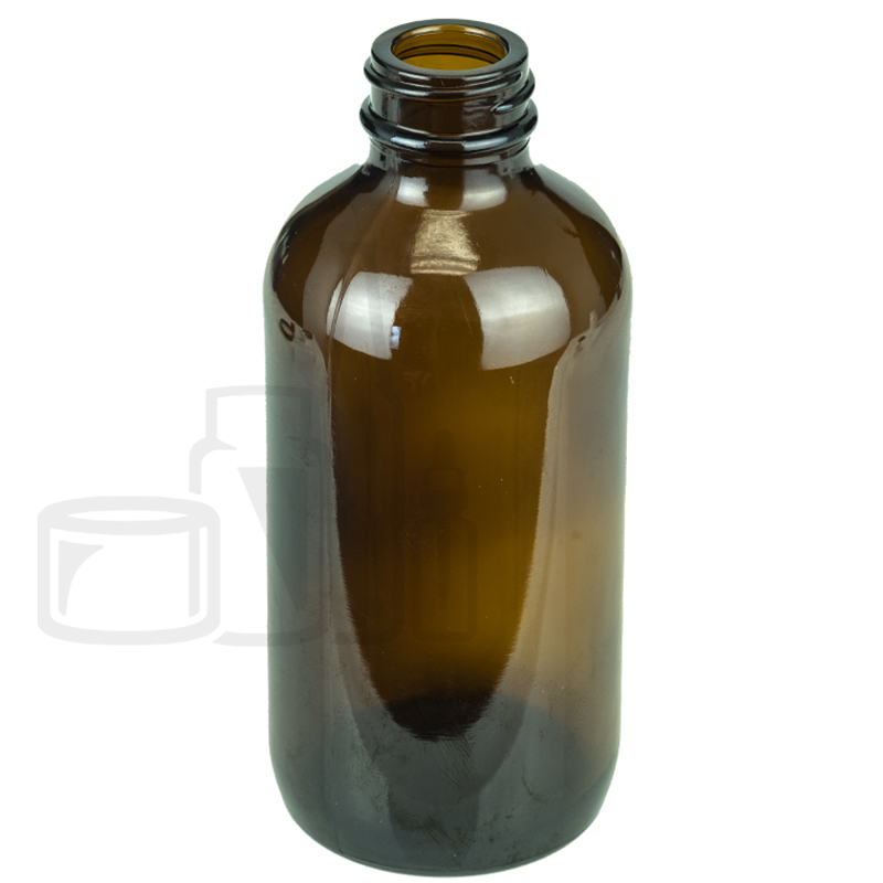8oz Amber Glass Boston Round Bottle 28-400(96/case)