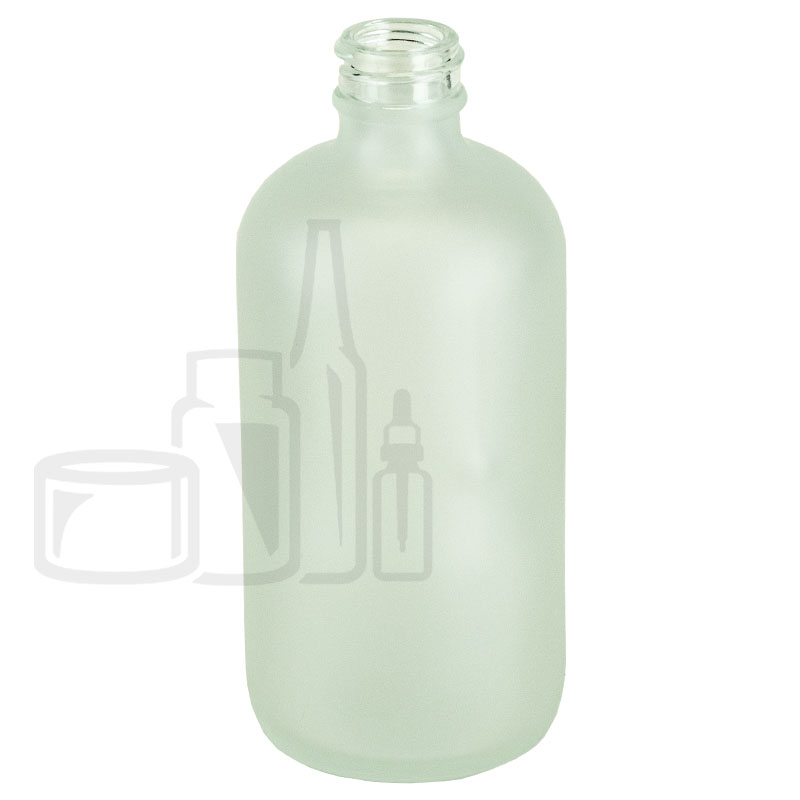 8oz Clear Frosted Boston Round Glass Bottle 24-400(80/cs)