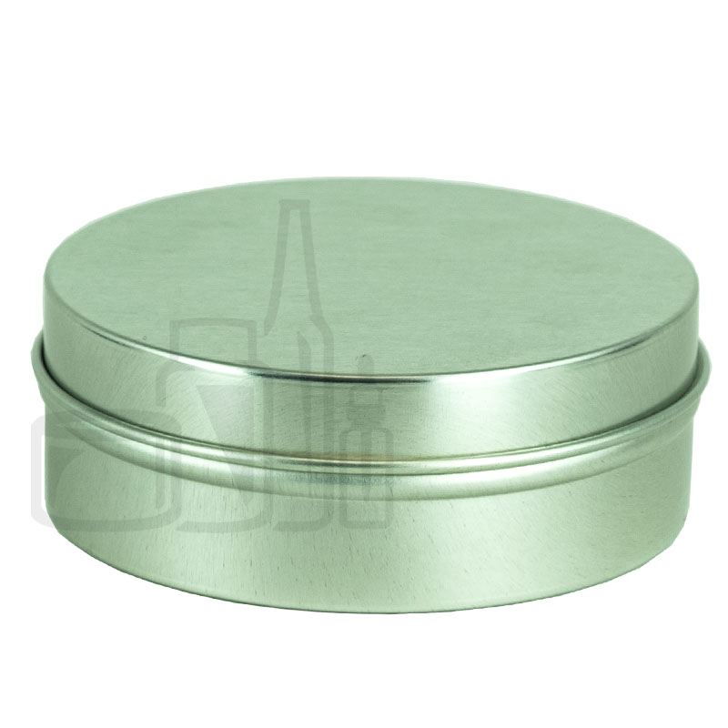 4oz Silver Steel Flat Tin with Screw-Top Lid - Liquid Bottles LLC