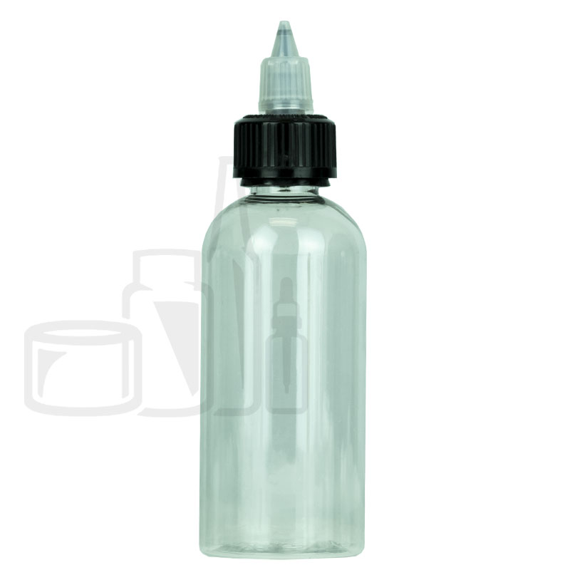 120ml PET Plastic Bottle with Black/Clear CRC/TE Twist Cap(500/cs)
