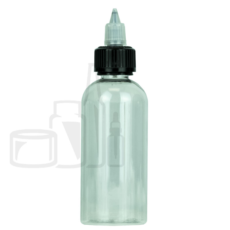 120ml PET Plastic Bottle with Black/Clear CRC/TE Twist Cap(500/case)