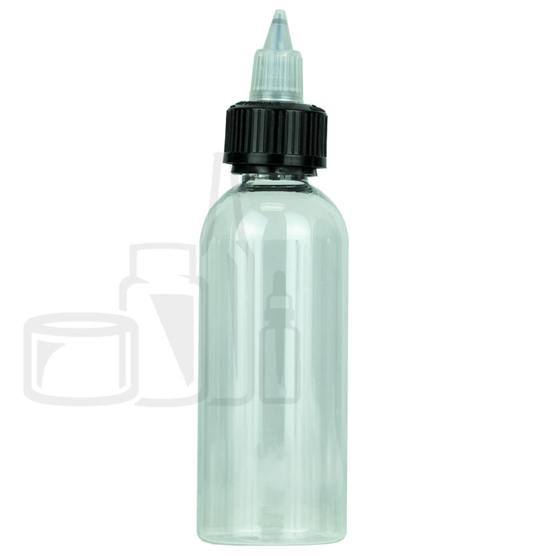 100ml PET Plastic Bottle with Black/Clear CRC/TE Twist Cap(600/cs)