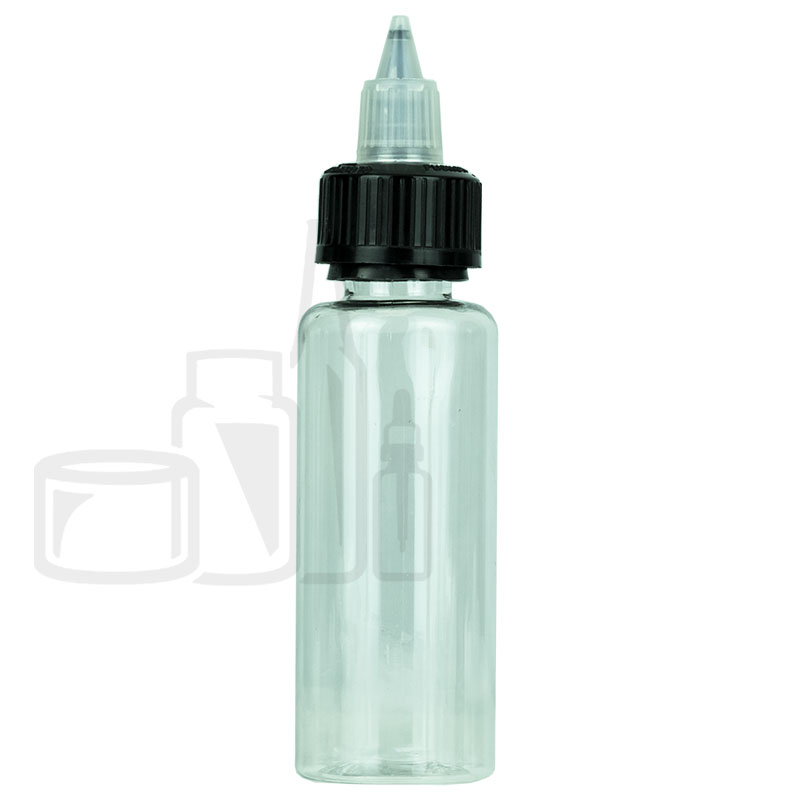 60ml PET Plastic Bottle with Black/Clear CRC/TE Twist Cap(800/cs)
