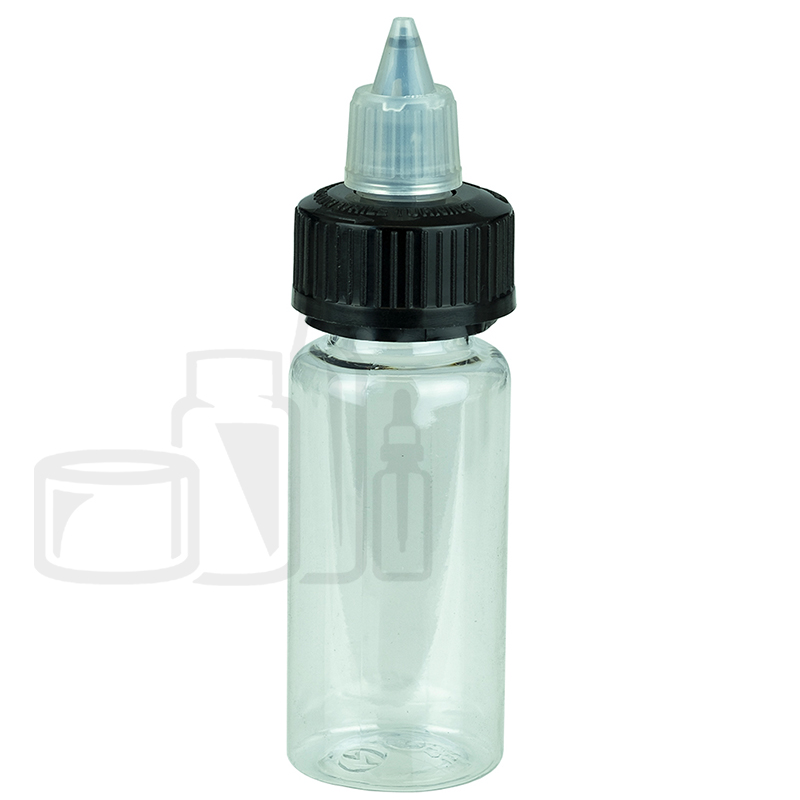 30ml PET Plastic Bottle with Black/Clear Cap (1400/cs)