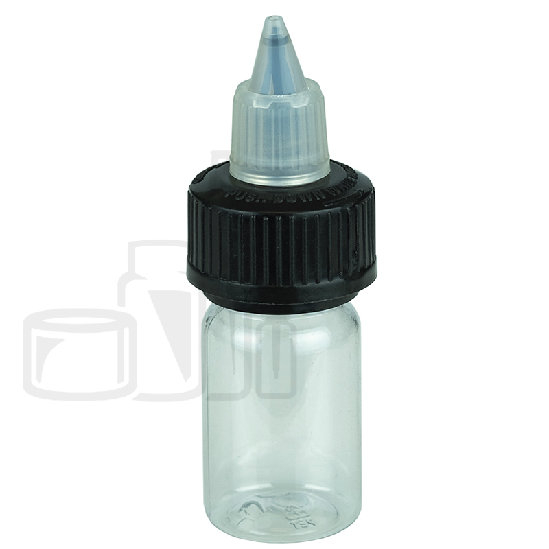 10ml PET Plastic Bottle with Black/Clear CRC/TE Twist Cap(2400/case)