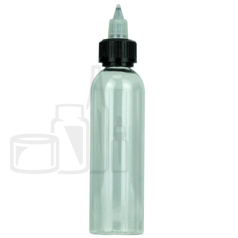PET 120ml Bottle with CRC/TE Black/Clear Twist Cap TALL(500/case)