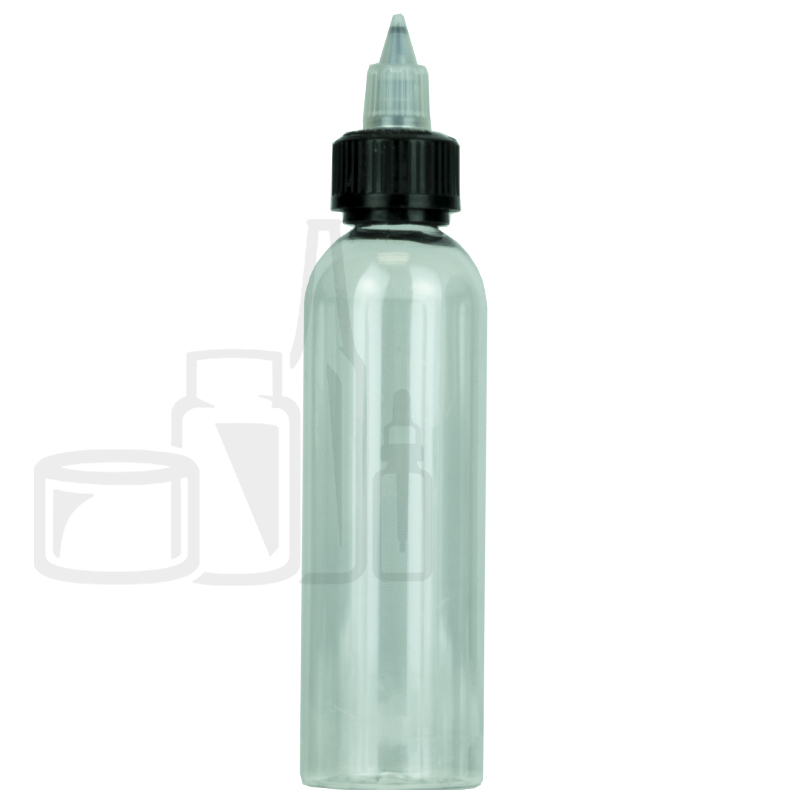 PET Plastic 120ml Bottle with CRC/TE Black/Clear Twist Cap TALL(500/case)