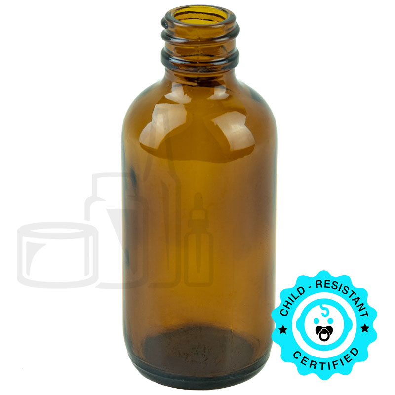 2oz Amber Glass Boston Round Bottle 20-400 (288/case)