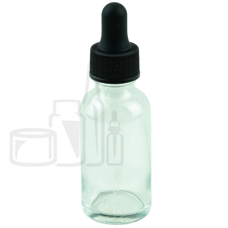 1oz Clear Boston Round Bottle with Non-CRC Dropper