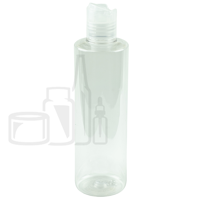 8oz Clear PET Cylinder Bottle with Natural Colored Disc Cap