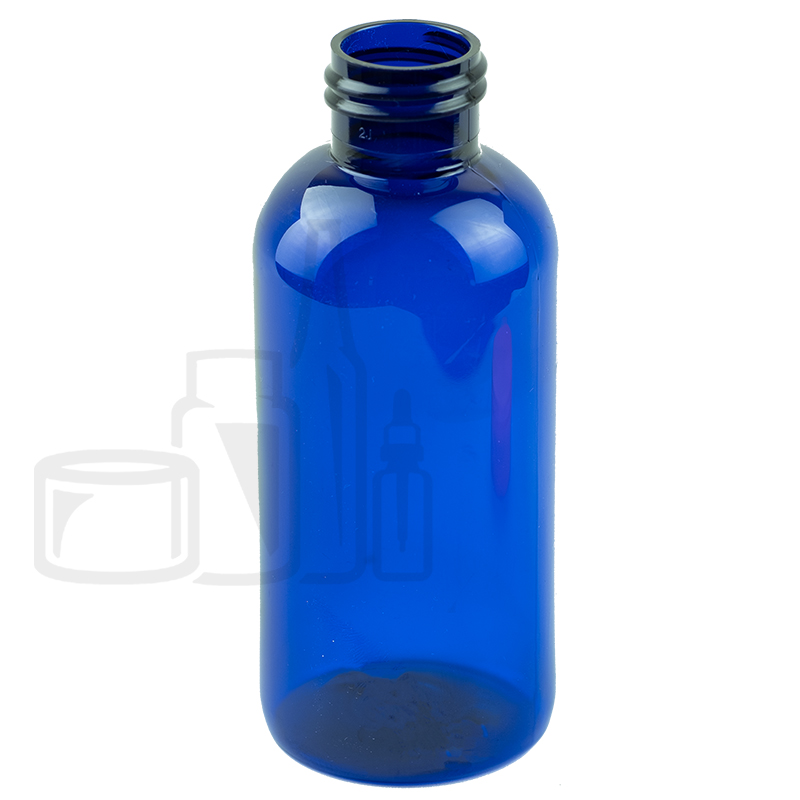 4oz PET Blue Boston Round Bottle 24-410(500/case)