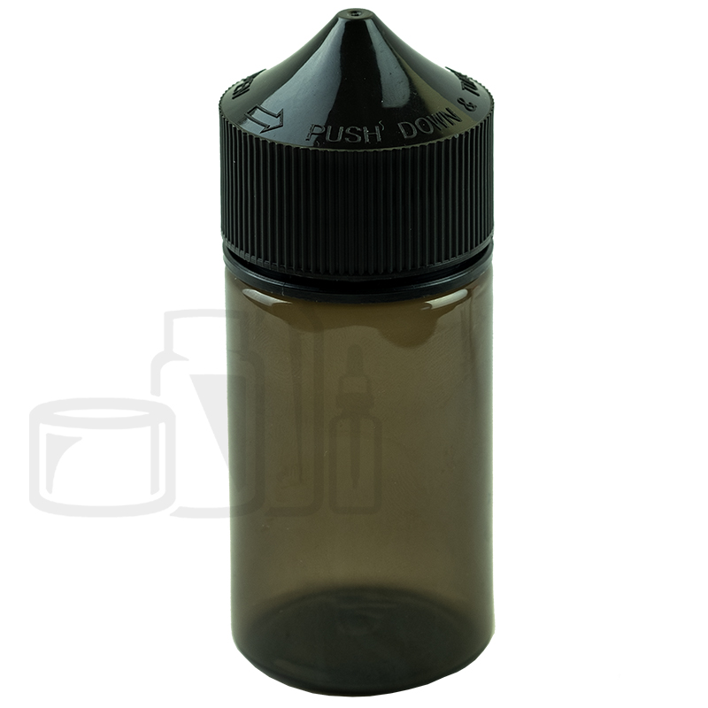 V3 - MINI 60ML PET Plastic CHUBBY GORILLA TRANSPARENT BLACK BOTTLE W/ CRC/TE BLACK CAP(500/case)