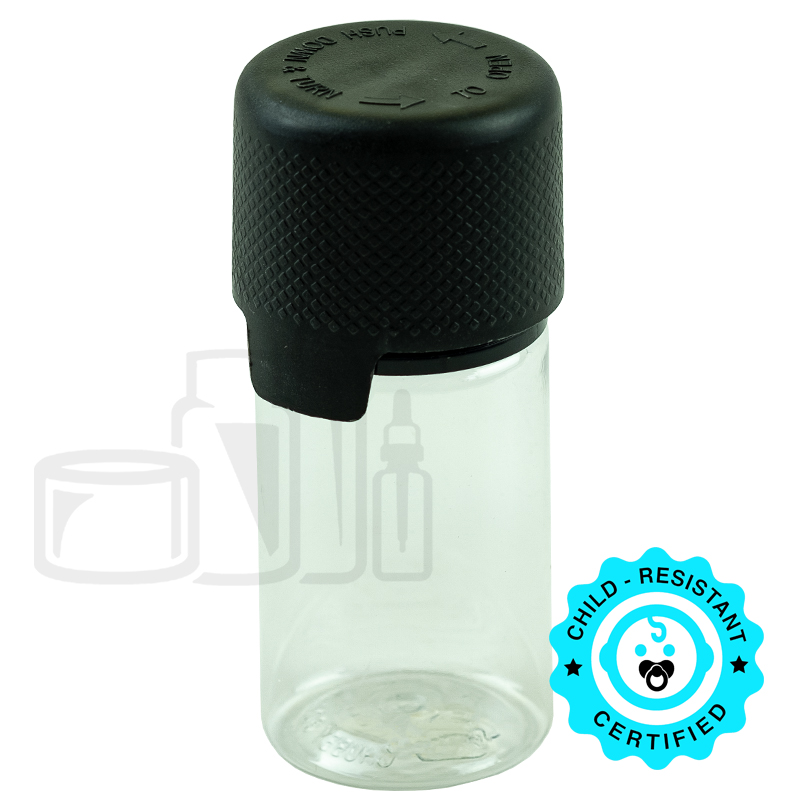 30ML PET Plastic CLEAR STUBBY CHUBBY GORILLA BOTTLE W/ CRC/TE BLACK CAP(1000/case)