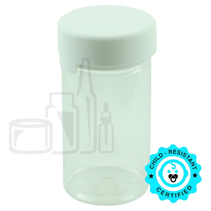 5oz PET Plastic Aviator Series by Chubby Gorilla TE/CRC Clear w/Solid White Cap(300/case)