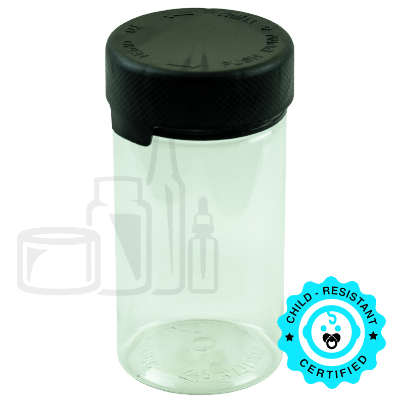 5oz PET Plastic Aviator Series by Chubby Gorilla TE/CRC Clear w/Solid Black Cap(300/case)