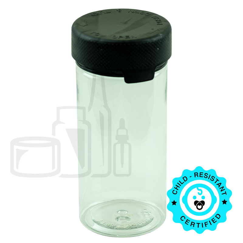 6oz PET Plastic Aviator Series by Chubby Gorilla TE/CRC Clear w/Solid Black Cap(300/case)