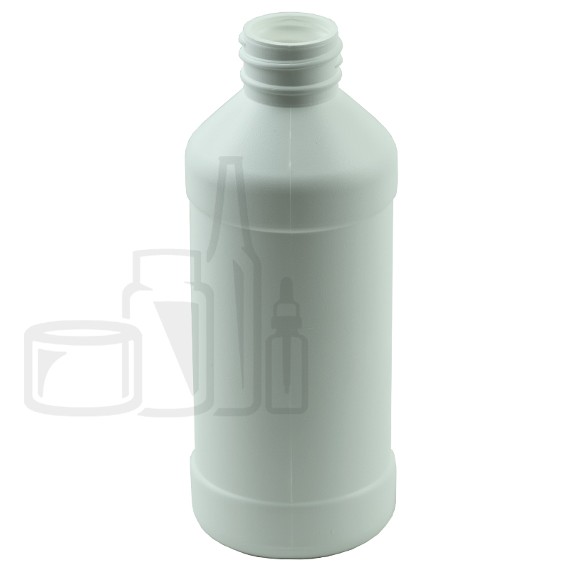 8oz HDPE White Modern Round Bottle 28/410