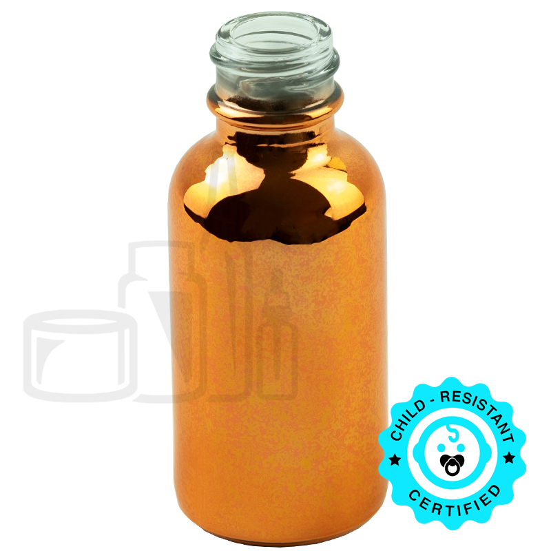 1oz Amber Glass Boston Round Bottle 20-400 - Liquid Bottles LLC