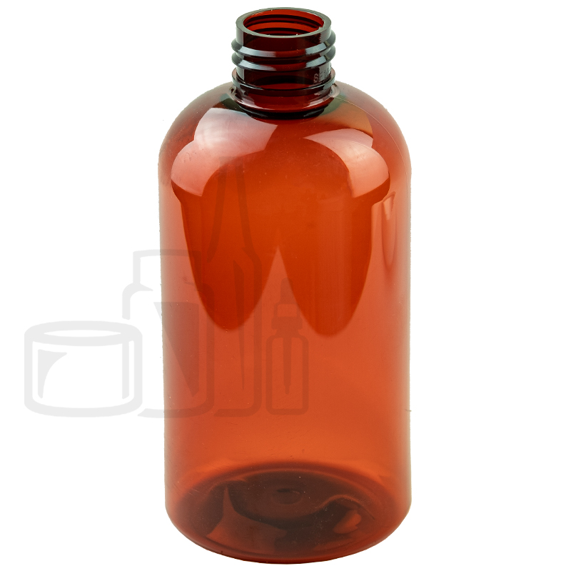 8oz Dark Amber Boston Round PET Bottle 24-410(189/cs)