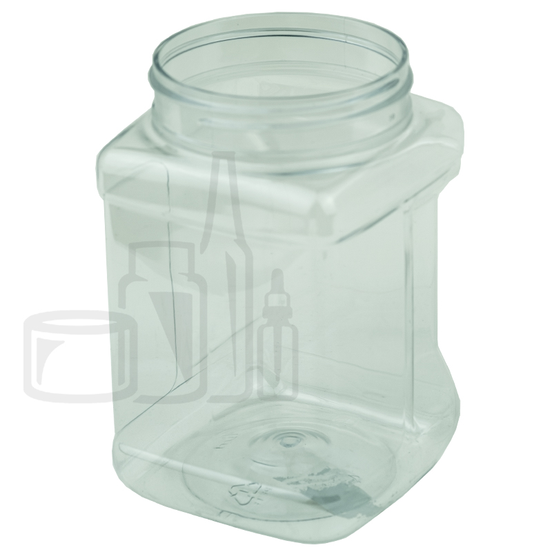 32oz Clear PET Plastic Square Grip Jar 89/400 (Tray Packs)