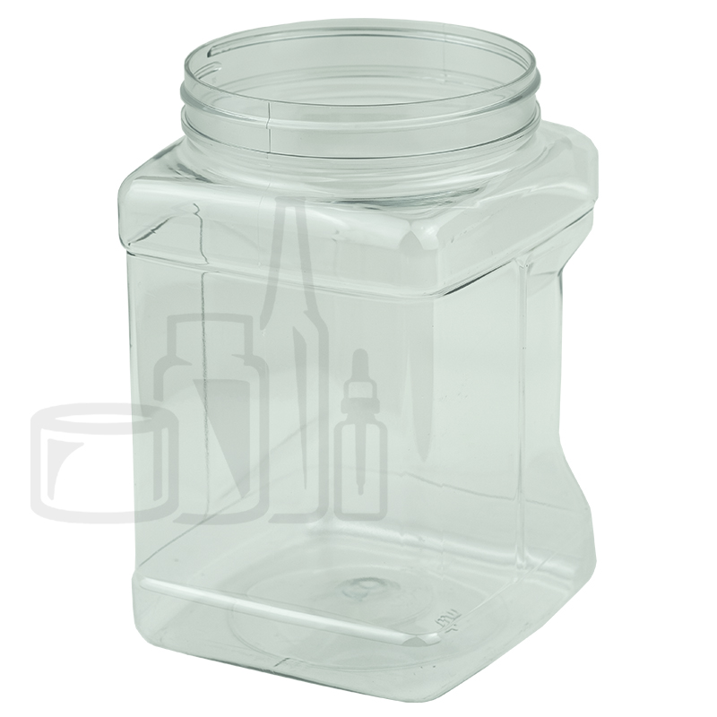 64oz Clear PET Plastic Square Grip Jar 110/400