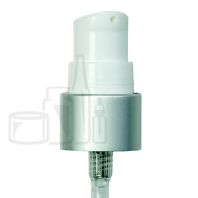 White Treatment Pump with Matte Silver Collar Smooth Skirt 20-410 130MM Dip Tube (2000/cs)