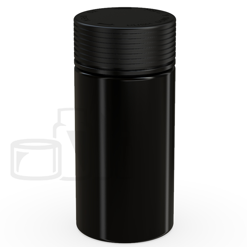 6oz PET Spiral Container TE/CRC Solid Black with Solid Black Cap(300/cs)