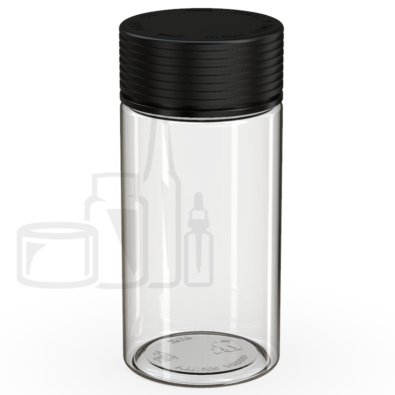 6oz PET Spiral Container TE/CRC Clear with Solid Black Cap(300/cs)