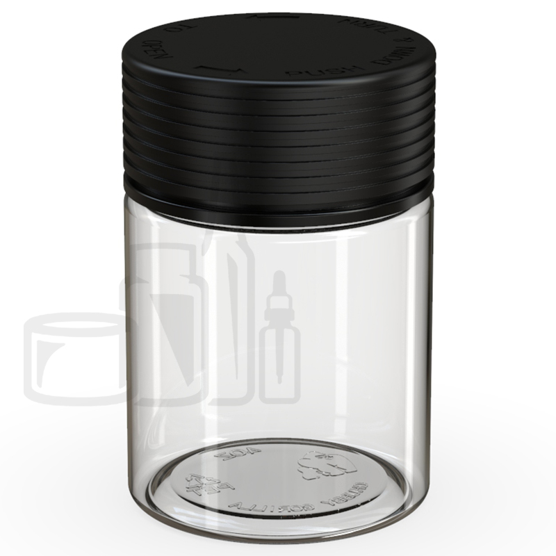 4oz PET Spiral Container TE/CRC Clear with Solid Black Cap(400/cs)
