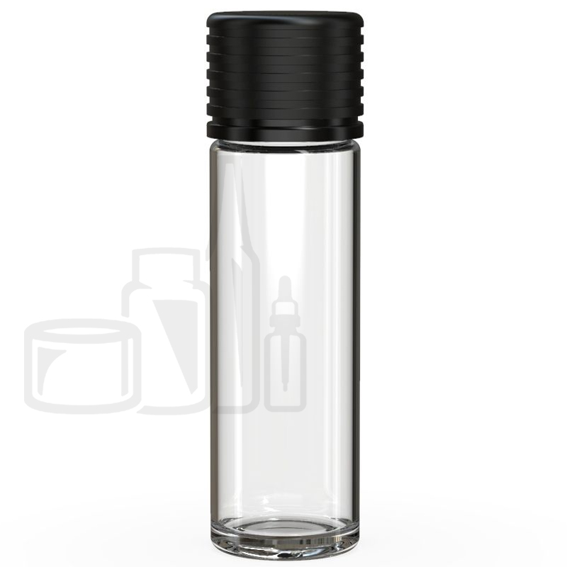 CRC/TE Clear Spiral Cartridge Container FLAT Bottom with Black Cap - 65/510  - (400/cs) - Liquid Bottles LLC