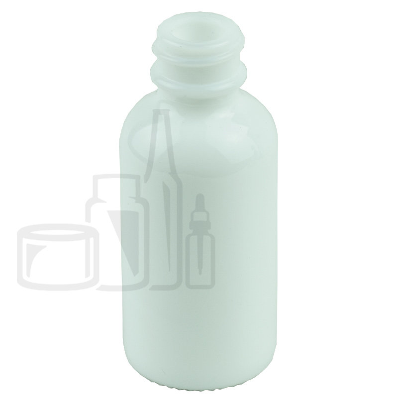 1oz Opal Shiny White Glass Boston Round Bottle 20-400(360/case)