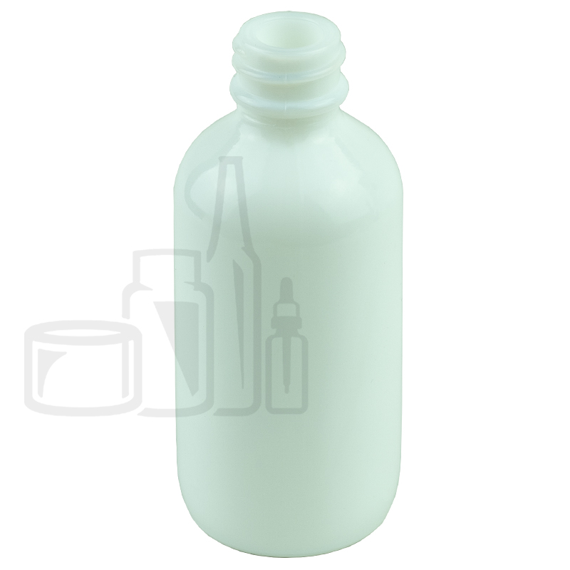 2oz Blown Shiny White Glass Boston Round Bottle 20-400(140/case)