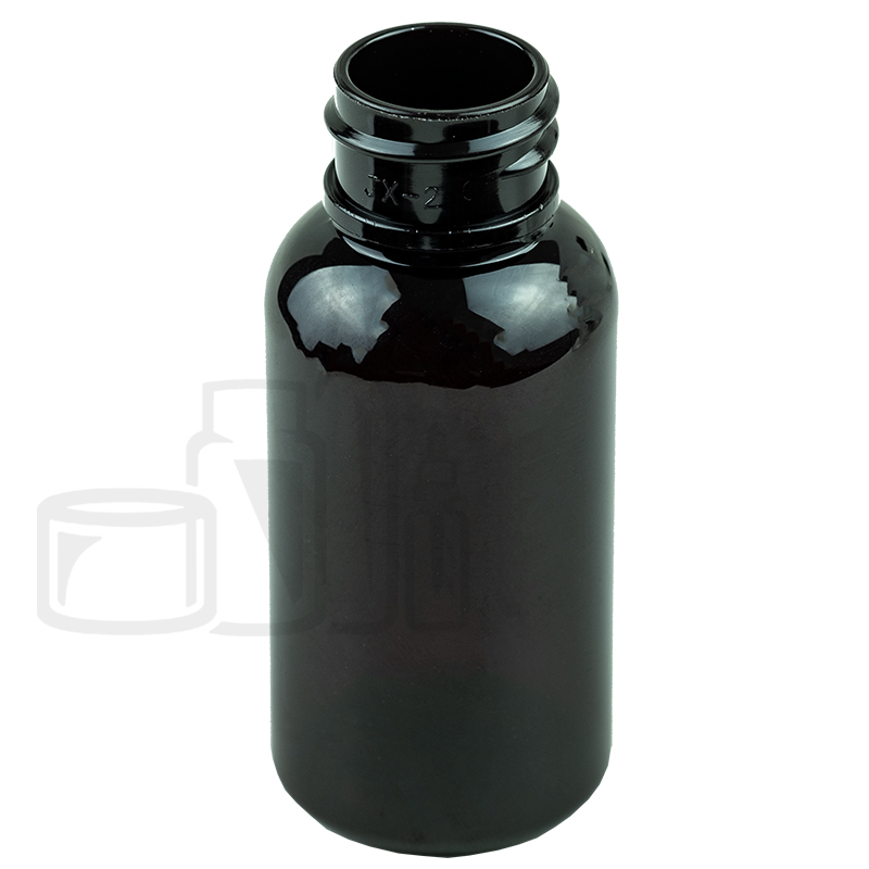 1oz Dark Amber Boston Round PET Plastic Bottle 20-410(1750/cs)