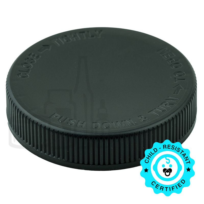 Black CRC (Child Resistant Closure) Cap 70-400 FS 5-8 .020 PS HIS LINER SFYP (530/case)