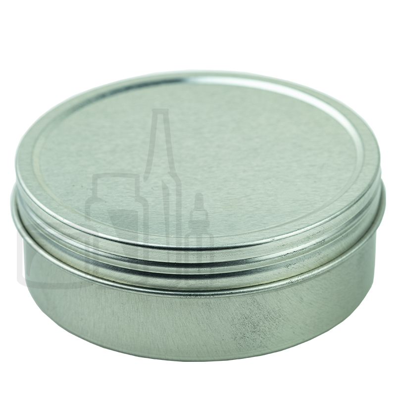 4oz Silver Steel Flat Tin with Screw-Top Lid(432/case)