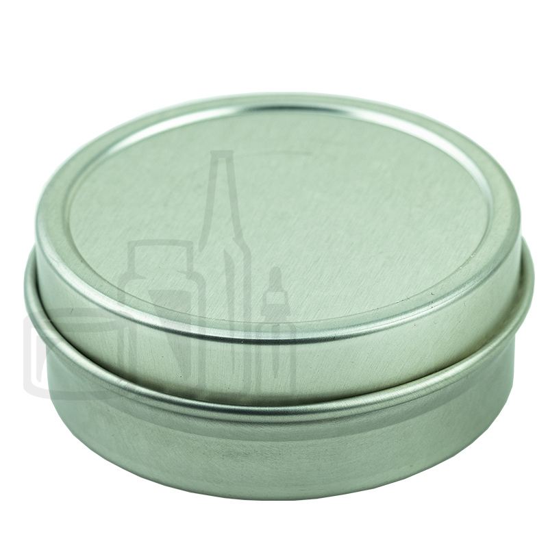 0.5 oz Silver Steel Flat Tin with Slip Cover Lid