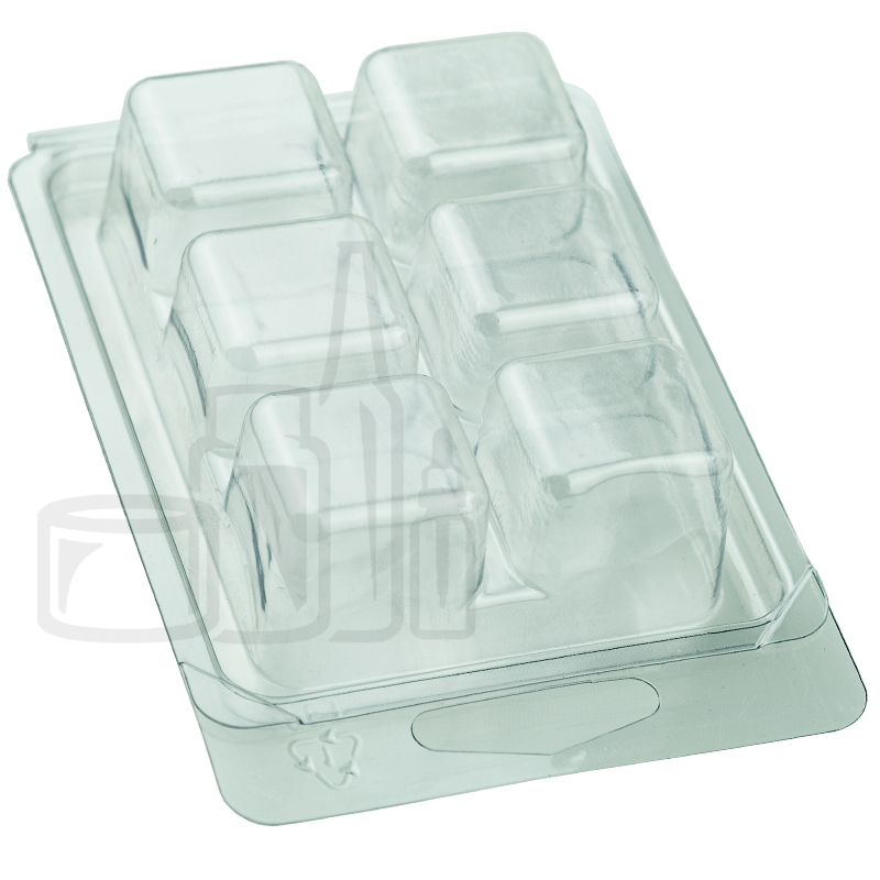 Square Wax Melt Molds - 6 Cavity Wax Melt Clamshells 