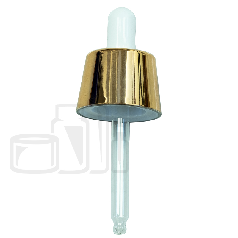 NON CRC + NON TE SHINY Gold skirt dropper with white bulb and bubble pipette for TDS01oz - 748/case
