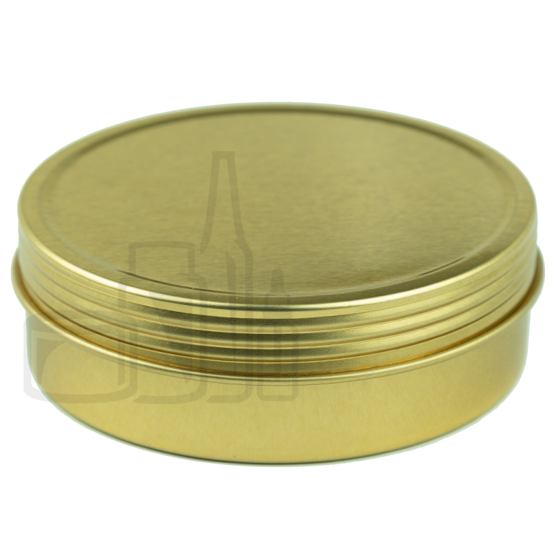 4oz Gold Steel Flat Tin with Screw-Top Lid(250/case)